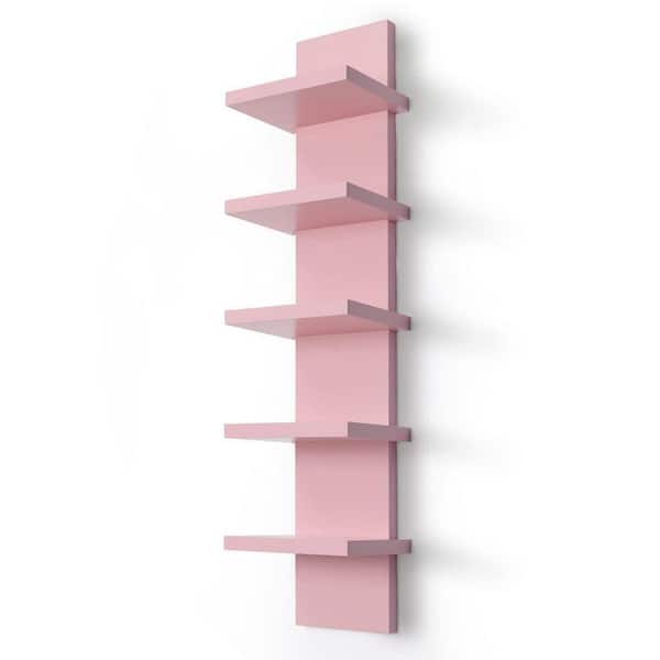 7.2 in W x 5.5 in D Pink 5 Tier Decorative Wall Shelf Storage