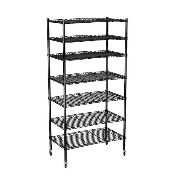 Black/Chrome Storage Rack 4-Tier Organizer Kitchen Shelving Steel