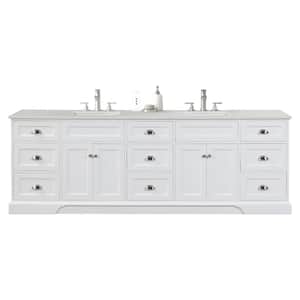 Epic 96 in. W x 22 in. D x 34 in. H Double Bathroom Vanity in White with White Quartz Top with White Sinks