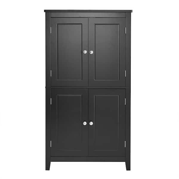 23.6 in. W x 11.8 in. D x 43.3 in. H Elegant Bathroom Floor Storage Cabinet in Black with 4 Doors and Adjustable Shelves