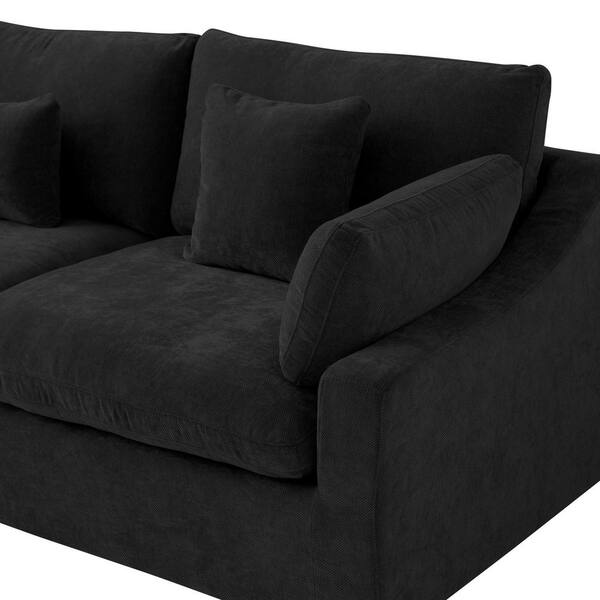 155.9 in. Slope Arm Linen 5-Pieces Modular Free Combination Sofa with Ottoman in Black
