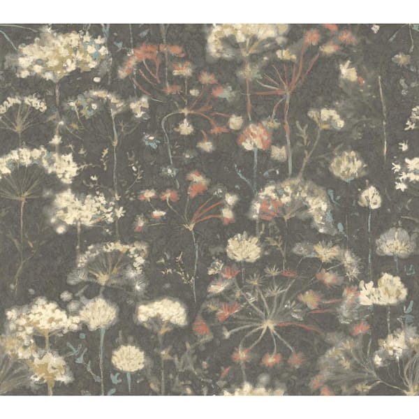 York Wallcoverings Black Botanical Fantasy Wallpaper, 27-in by 27-ft