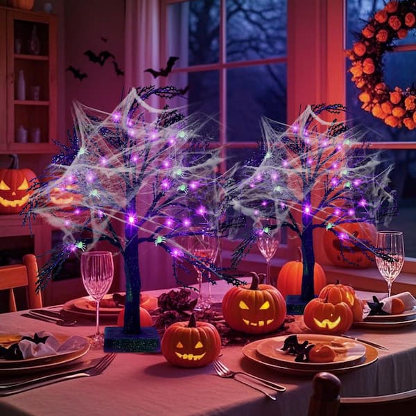 OGETFUUR 2-Pices 18 in. Artificial Halloween Black Spooky Tree