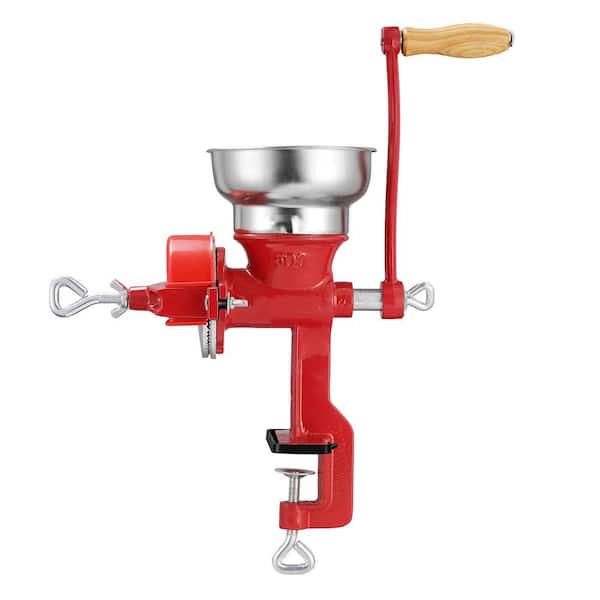Manual Grain Mill, Durable Cast Iron Wheat Grinding Mill with Stable Table Clamp and Dust Cover, Hand-Crank Corn Grinder