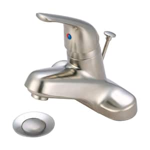Elite 4 in. Centerset Single-Handle Bathroom Faucet with Supply Lines in Brushed Nickel