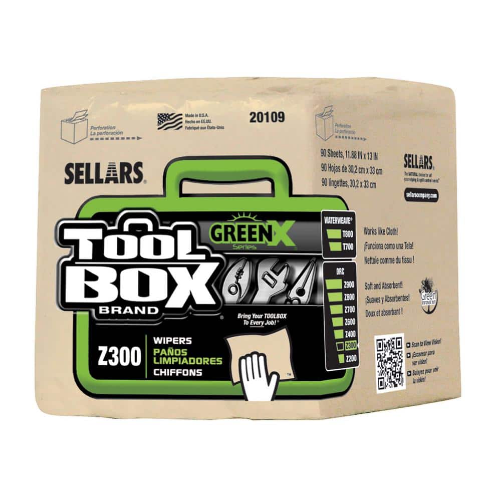TOOLBOX Z300 GreenX Quarterfold Wipers (90-Count; 12 Bundles Per Case; 1,080 Sheets Per Case)