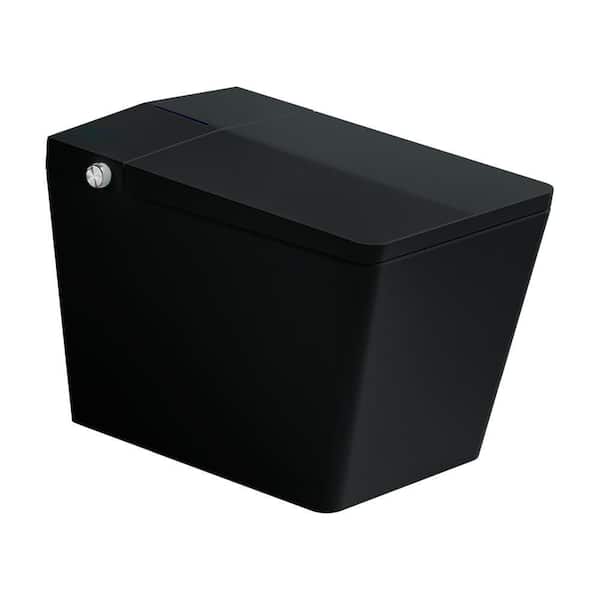Square Smart Toilet with Built-in Tank for, 1.28 GPF in Matte Black, Deodorizing, Auto Open/Close Seat