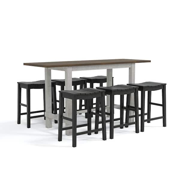 Furniture of America Whitcombe 7-Piece Black Counter Height Table and Stools Set