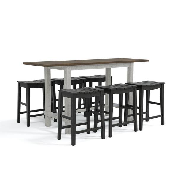 Furniture of America 7Piece Black Counter Height Table and
