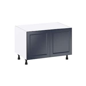 36 in. W x 24 in. D x 24.5 in. H Devon Painted Blue Shaker Assembled Apron Front Sink Base Kitchen Cabinet