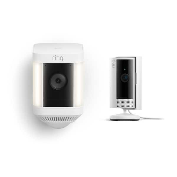 Spotlight Cam Plus Battery with Indoor Cam (2nd Gen) Plug-In Smart Security Camera Bundle - White