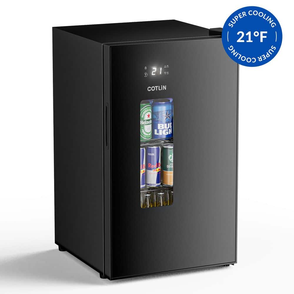 17 in. 2.2 cu. ft. Commercial Refrigerator in Black, Beverage Cooler with Auto Defrost, 95-Can Capacity, 21Â°F-64Â°F, ETL