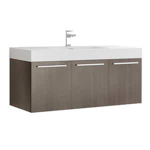 Vista 48 in. Modern Wall Hung Bath Vanity in Gray Oak with Vanity Top in White with White Basin