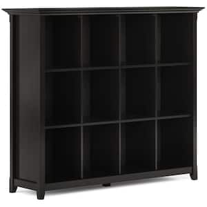 Amherst 48 in. H Hickory Brown SOLID WOOD 3-Shelf 12 Cube Storage Bookcase