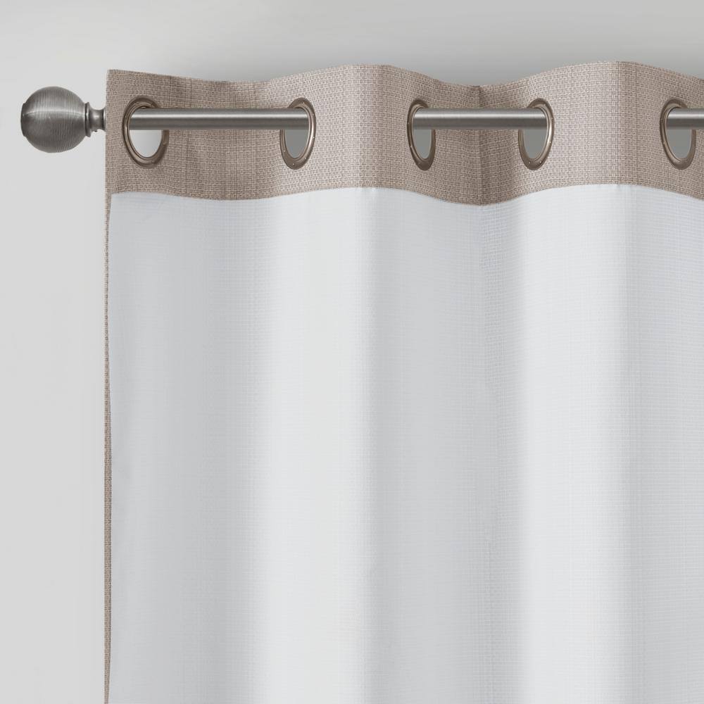 Taupe Basketweave Blackout Outdoor Curtain Panel Pair