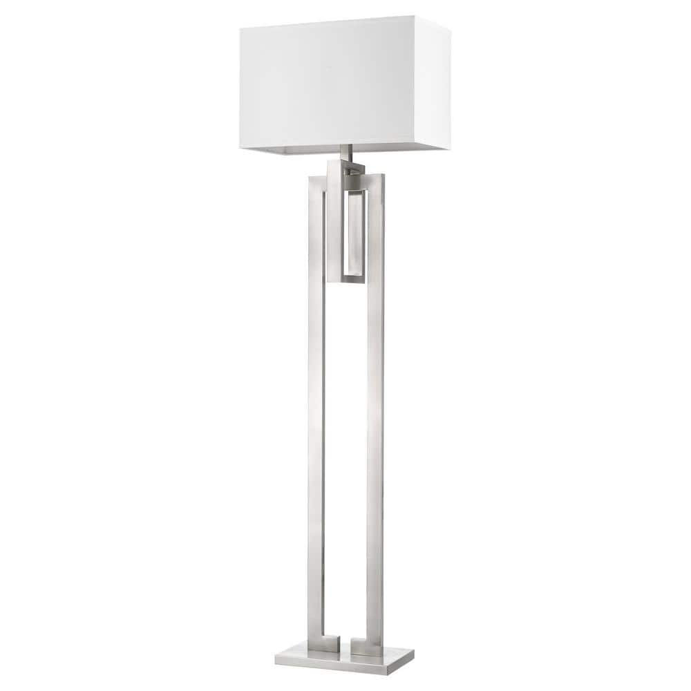 Precision 64 in. 1-Light Brushed Nickel Floor Lamp With Ivory Shantung Shade -  Trend Lighting, TF7305