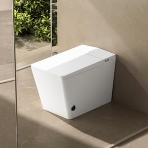 1-Piece 1.28 GPF Single Flush Square Smart Toilet in White with Remote Control, Foot Touching Lid Opening, Auto Flush