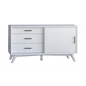 Amelia 50 in. White TV Console with 3-Drawer Fits TV's up to 50 in. with Sliding Cabinet