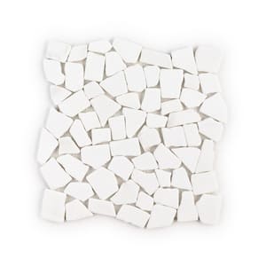 Cloudburst Thassos White 11 in. x 11 in. Pebble Honed Marble Wall and Floor Mosaic Tile (8.59 sq. ft./Case)