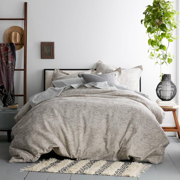 Cstudio Home by The Company Store Telluride Taupe/Cream Solid Cotton King Duvet Cover