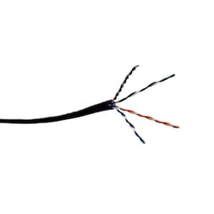 1000 ft. CAT 6A Slim UTP Ethernet (28 AWG) Bulk Cable Kit, Black with 100-Boots/100-Connectors