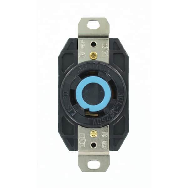 Leviton 30 Amp 250-Volt 3-Phase Flush Mounting Grounding Locking Outlet, Black