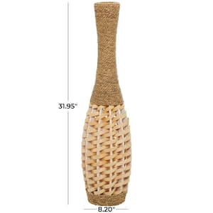 32 in. Brown Handmade Tall Woven Floor Seagrass Decorative Vase