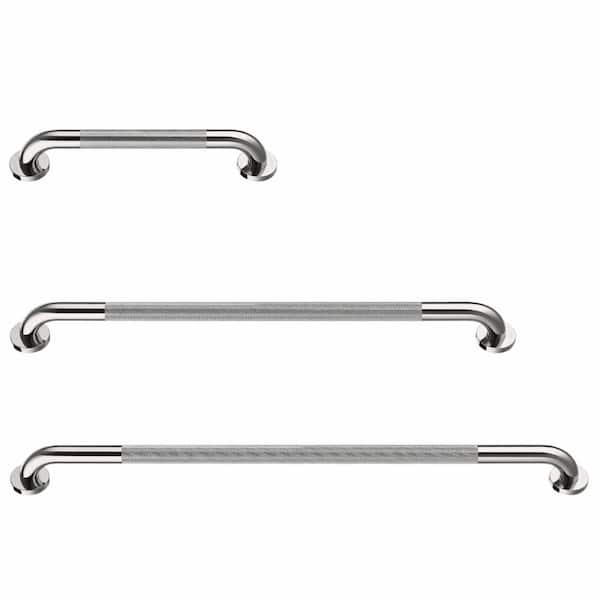 18 in. Bath Grab Bar Chrome (1-Pair) Commercial Handicap Safety Rail Non Slip Stainless Steel Shower Handle 3 Pack