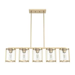 Astwood 5-Light Alturas Gold Island Chandelier with Clear Glass Shades Dining Room Light