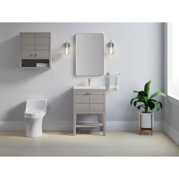 KOHLER Seer 24-in x 28-in x 10-in Mohair Grey Soft Close Bathroom Wall Cabinet