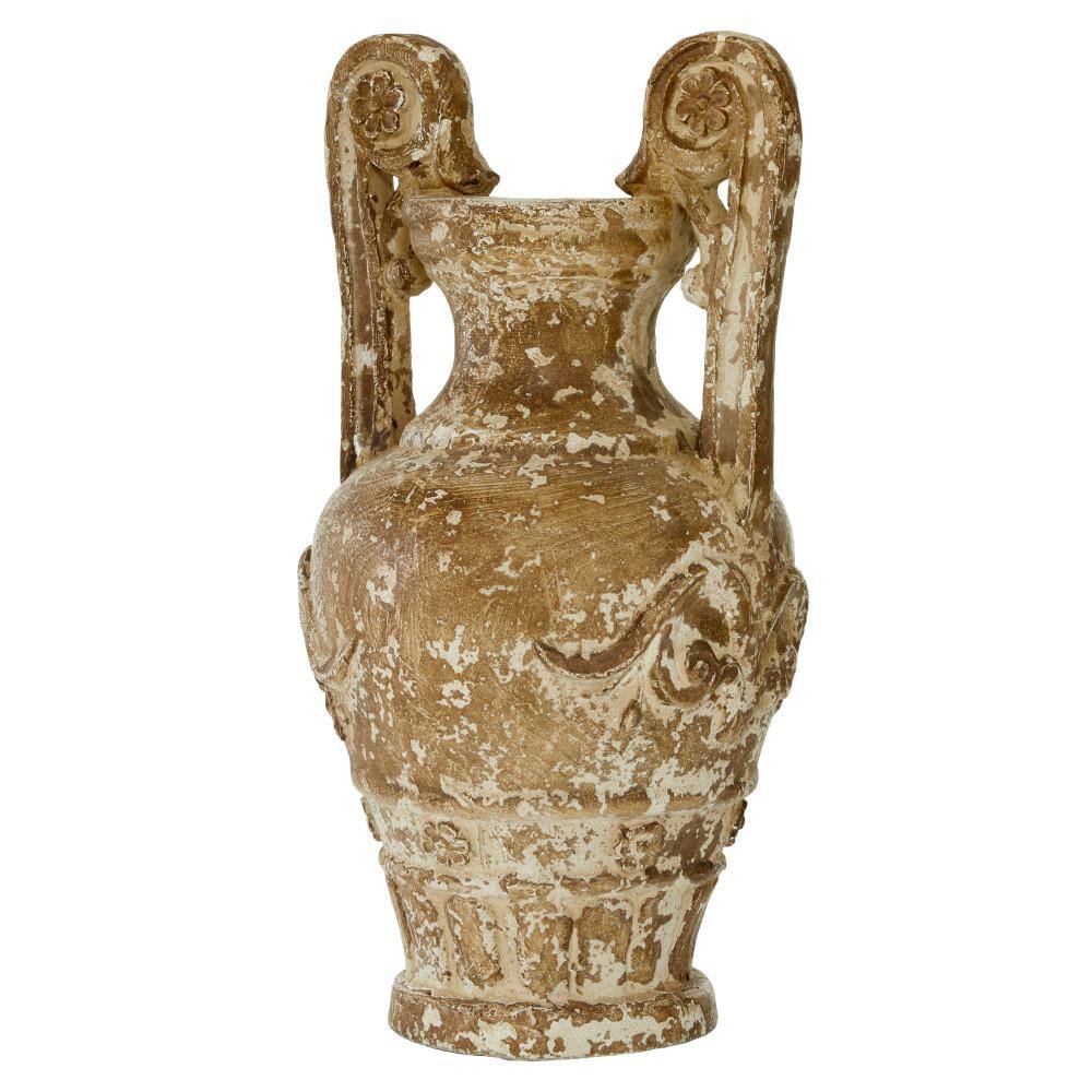 Antique-Inspired Light Brown Polystone Decorative Vase 21.55"