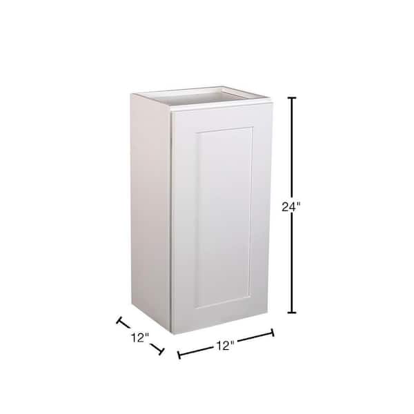 Design House Brookings Shaker 12in.W x 12in.D x 24in.H Solid Wood Assembled Wall Kitchen Cabinet in Painted White w\ Soft Close Door
