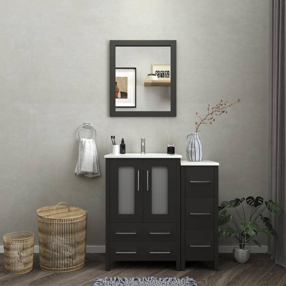 Brescia 36 in. W x 18.1 in. D x 35.8 in. H Single Basin Bathroom Vanity in Espresso with Top in White Ceramic and Mirror price history on PriceWatchPro
