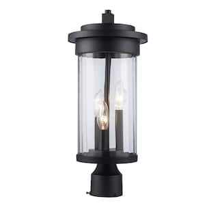 Northwood 3-Light Black Outdoor Lamp Post Light Fixture with Clear Glass
