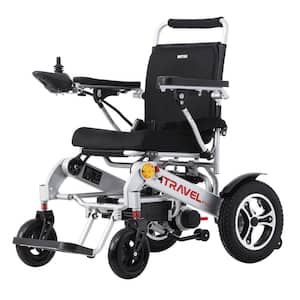 Intelligent Light-Weight Foldable Electric Wheelchairs with Anti-tip Wheels and Electromagnetic Brake System in Silver