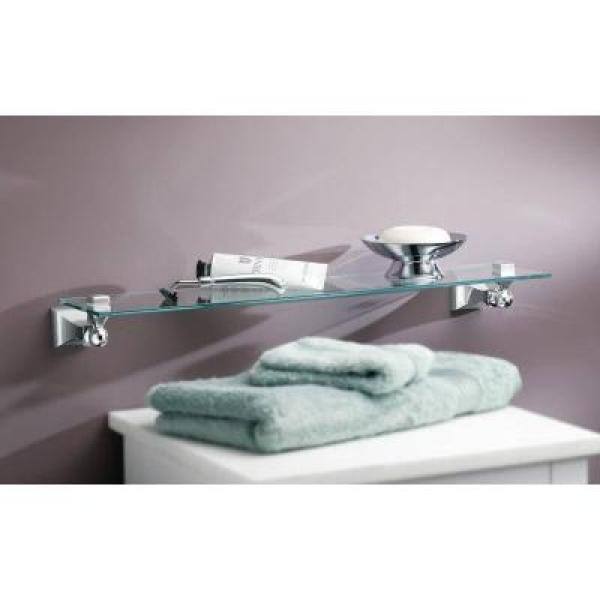 Brushed Nickel Glass Wall Mount Vanity Shelf