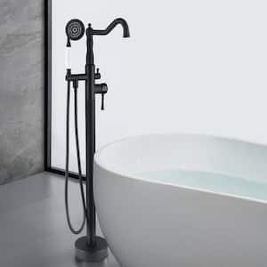 Classical Freestanding Bathtub Faucet with Hand Shower Hand in Matte Black
