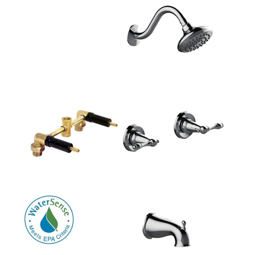 Polished Chrome Wall Mounted Bath and Shower Trim Set