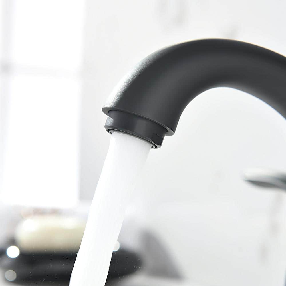 Matte Black Stainless Steel Centerset Bathroom Faucet with Drain