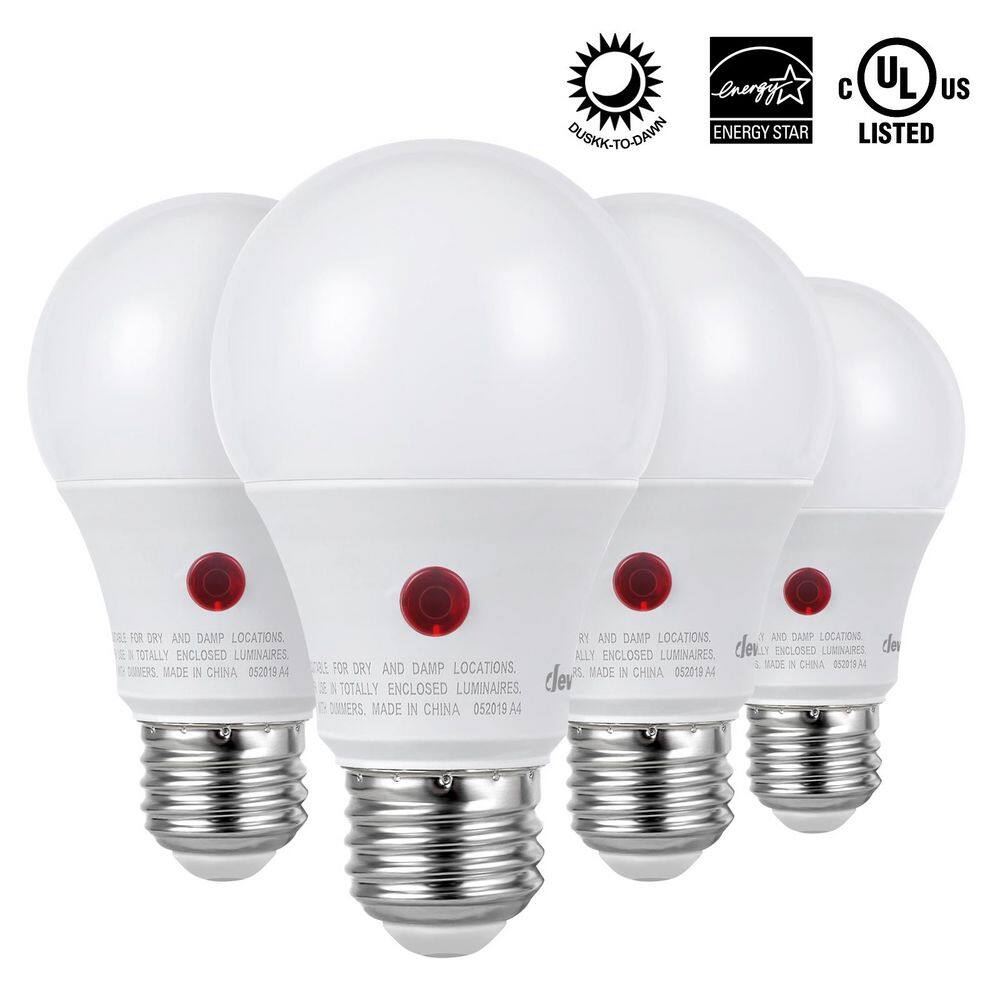 60-Watt Equivalent A19 Dusk to Dawn E26 Base Automatic On/Off Dual Sensor LED Light Bulb, 5000K Daylight White (4-Pack) price history on PriceWatchPro