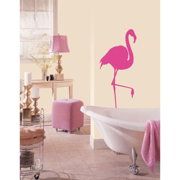 Snap 39.75 in. x 17.125 in. Pink Flamingo Wall Decal