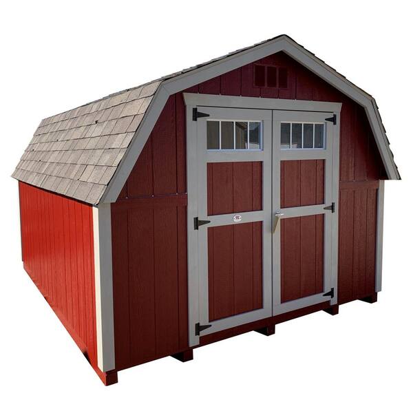 Little Cottage Co. Colonial Greenfield 10 ft. x 10 ft. Wood Storage Building DIY Kit with 4 ft. Sidewalls with Floor