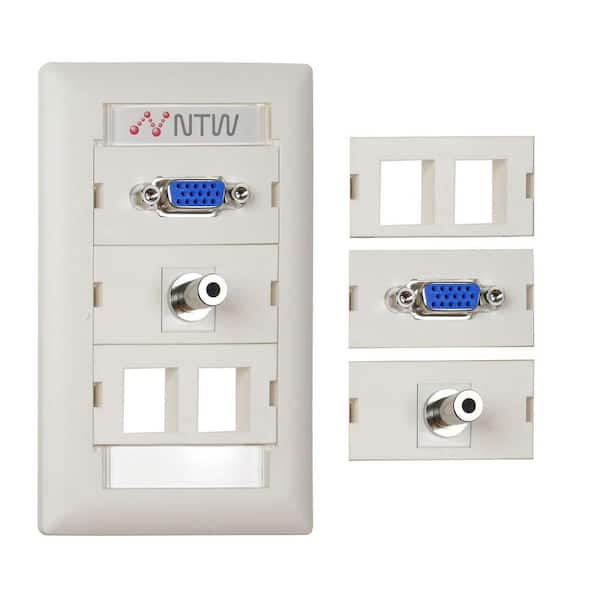 NTW White 1-Gang Audio/Video Wall Plate (1-Pack)
