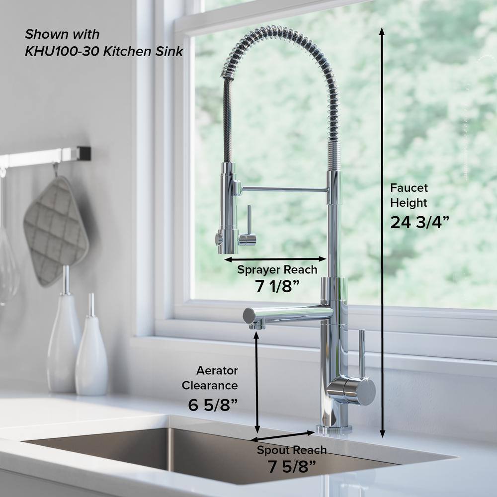 Black Stainless Steel and Brushed Gold Commercial Kitchen Faucet with Pull-Out Spray