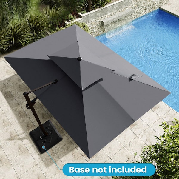 Crestlive Products 9 ft. x 12 ft. Double Top Heavy-Duty Frame Rectangular Cantilever Patio Umbrella in Dark Gray