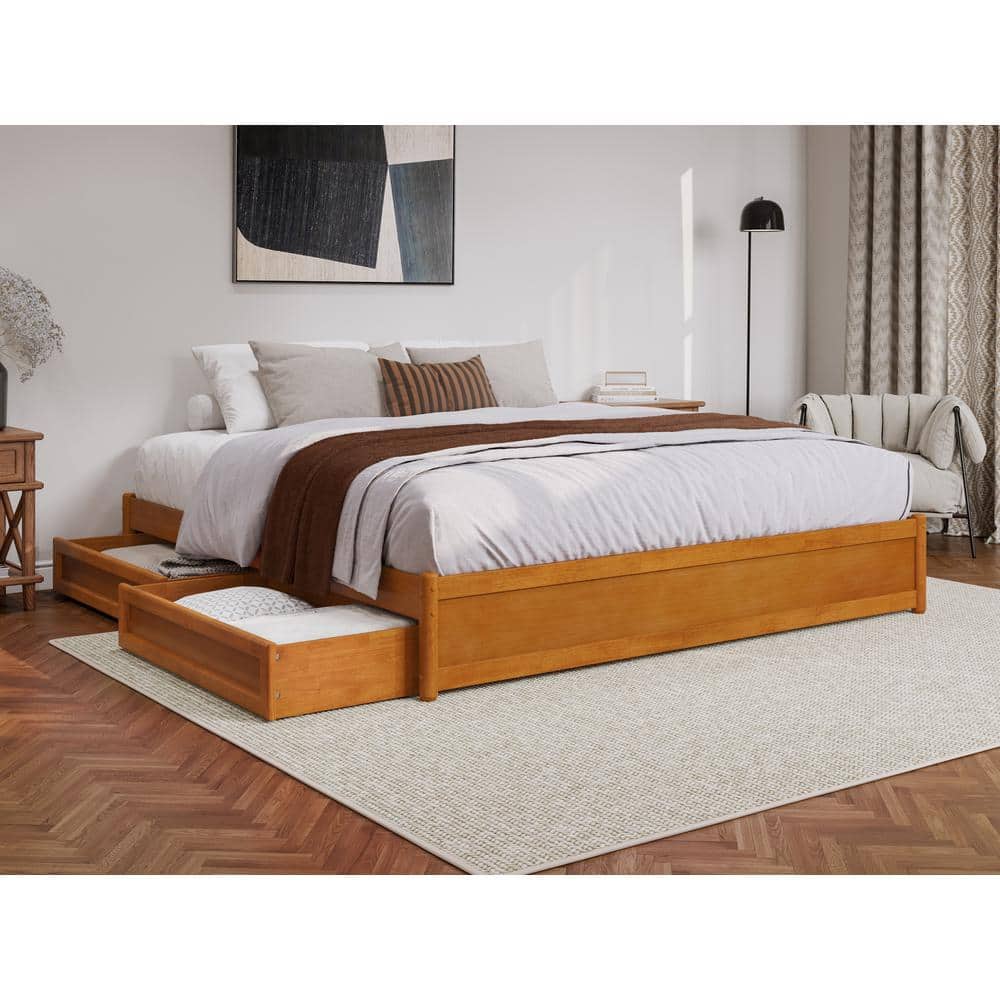 AFI Barcelona Light Toffee Natural Bronze Solid Wood Frame King Panel Platform Bed with Storage Drawers AR788815T - The Home Depot