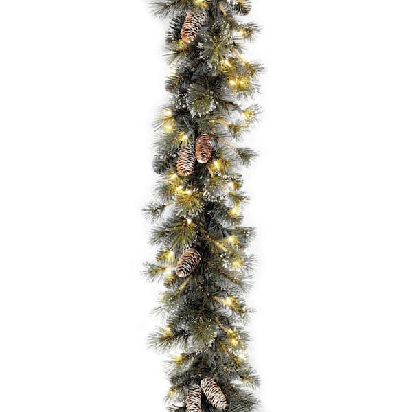 Unbranded 9 ft. Glitter Pine Garland with Clear Lights