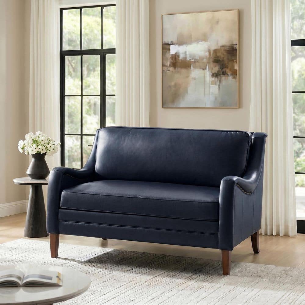 Antonio 53.75 in. Transitional Rectangle Slope Arm Faux Leather Loveseat Sofa in Camel price history on PriceWatchPro