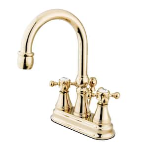 Vintage 4 in. Centerset 2-Handle Bathroom Faucet with Brass Pop-Up in Polished Brass