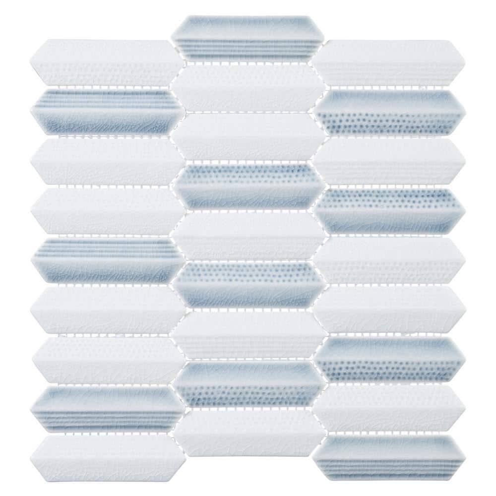 Soren Galvez Blue 1 in. x 4 in. Hexagon Upcycled Textured Matte Glass Mosai